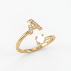 Adjustable Initial Ring "A Gold"